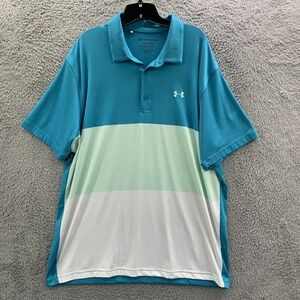 UNDER ARMOUR Polo Shirt Mens Size XXL Blue The Playoff Golf